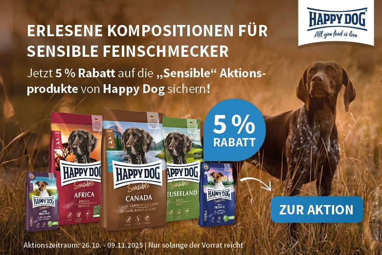 Happy Dog 5 % auf die Großgebinde Sensible Sackware